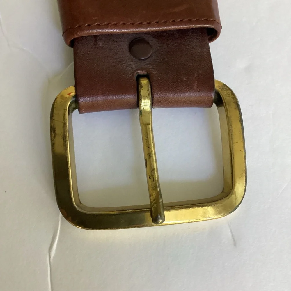 Tex Tan Genuine Leather Belt Handcrafted Southwest Woven Design Brass Buckle 38